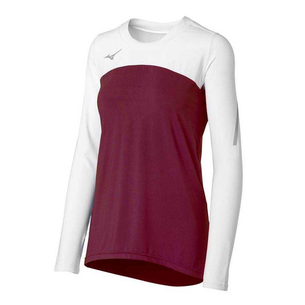 Mizuno Women's Techno VII Long Sleeve Volleyball Jersey Burgundy/White (440681-TFL)